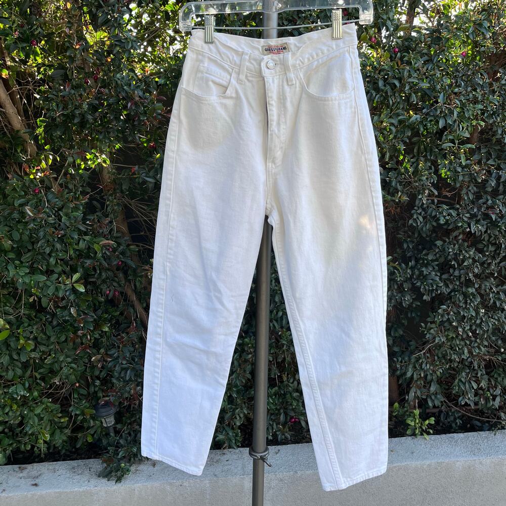 Vintage 1980s/ 1990s Denim White Guess Jeans Mom XS Grunge USA Made - Picture 3 of 14